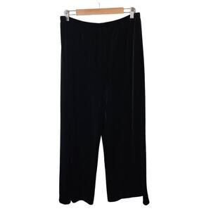 VTG Chico's Women's Velour Wide Leg Pants, Size 3 (XL) Black Pull On Cozy